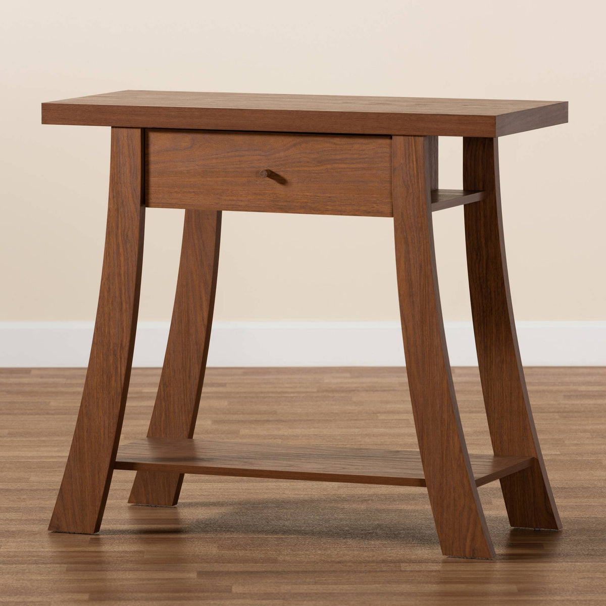 Walnut Brown Finished Wood 1-Drawer Console Table H5008