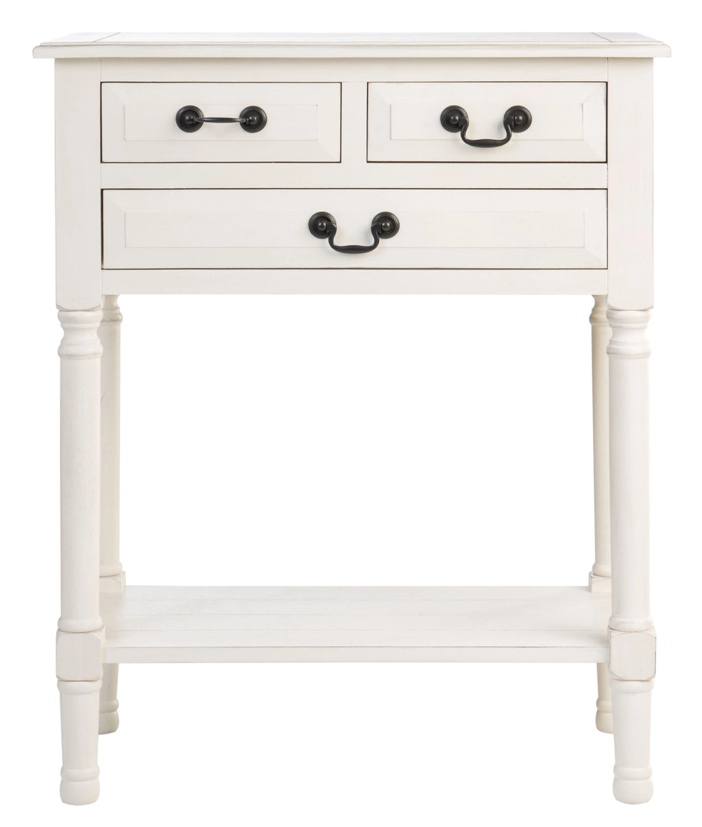 Distressed White Wood Console Table with Drawer P2578