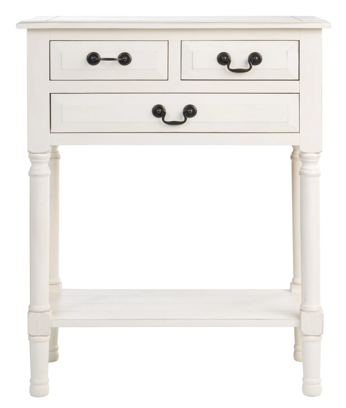 Distressed White Wood Console Table with Drawer P2578