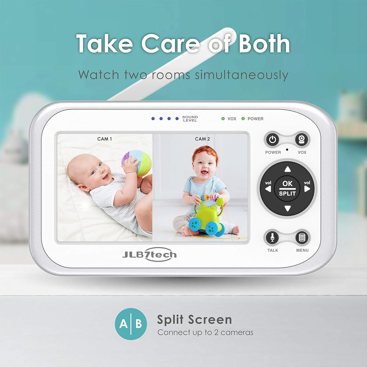 4.3 Split Screen Video Baby Monitor with 2 Cameras and Audio D2177