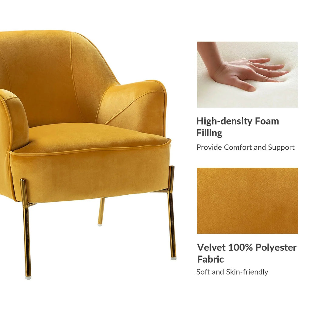 Velvet Accent Chair with Golden Legs Set of 2 T459