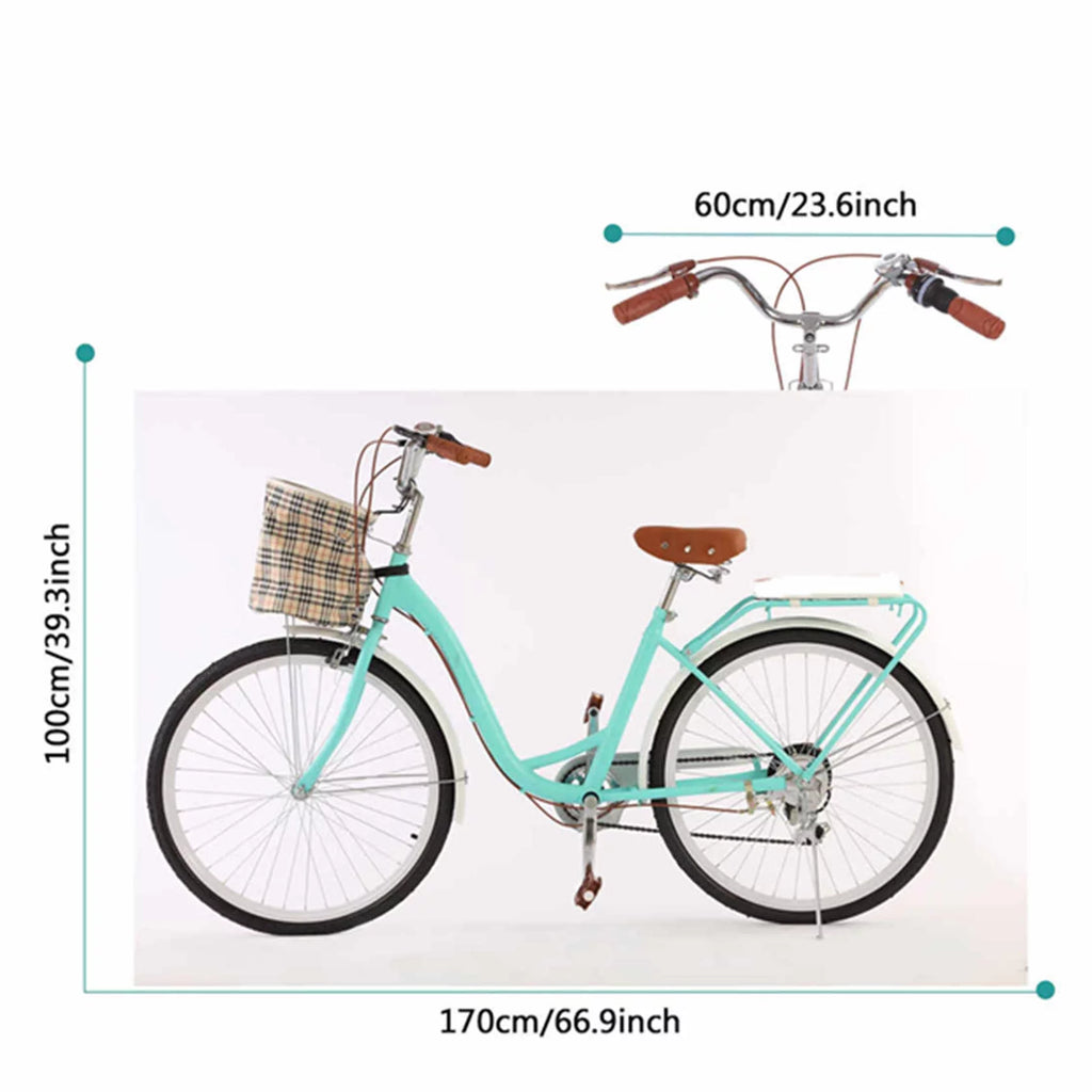 24-Inch 7 Speed Green Beach Cruiser Bike L170