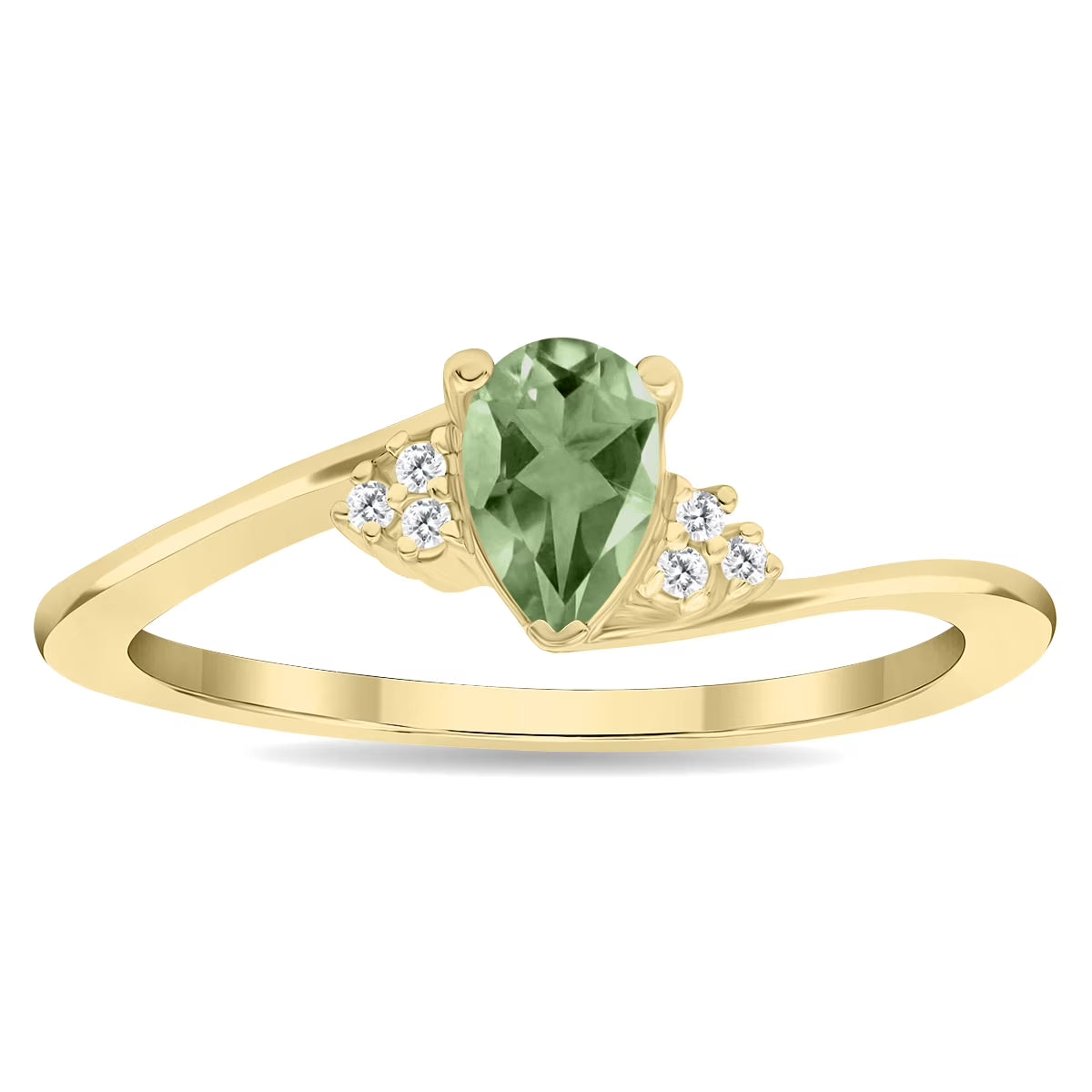 Green Amethyst and Diamond Ring in 10K Yellow Gold Z361