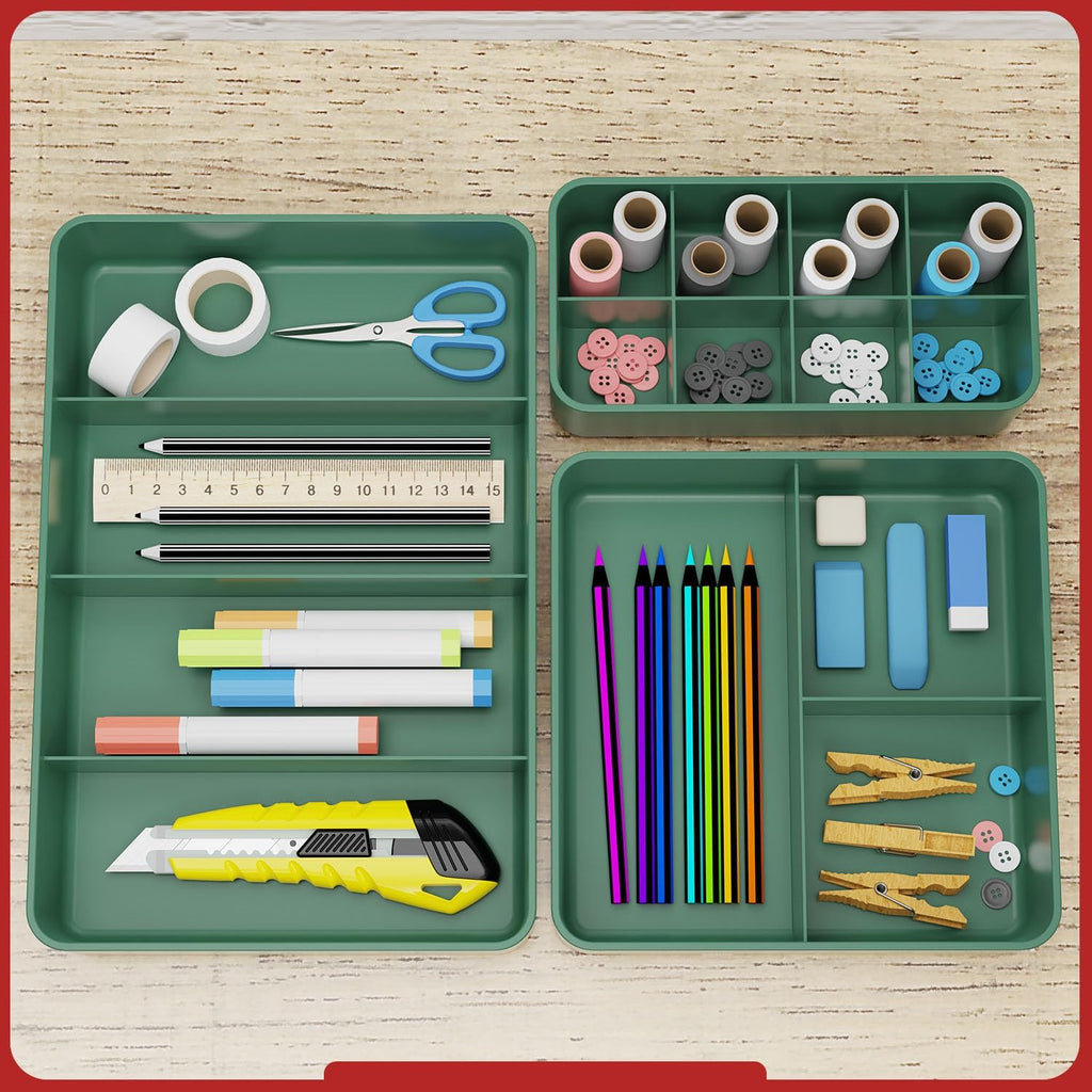 Green Plastic Drawer Organizer Set X9425