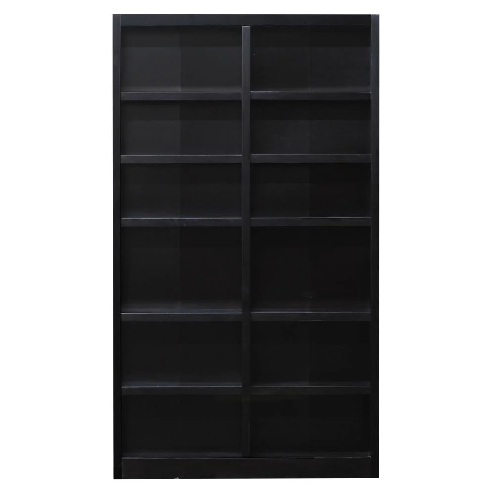 12-Shelf Double Wide Wood Bookcase in Espresso E4264