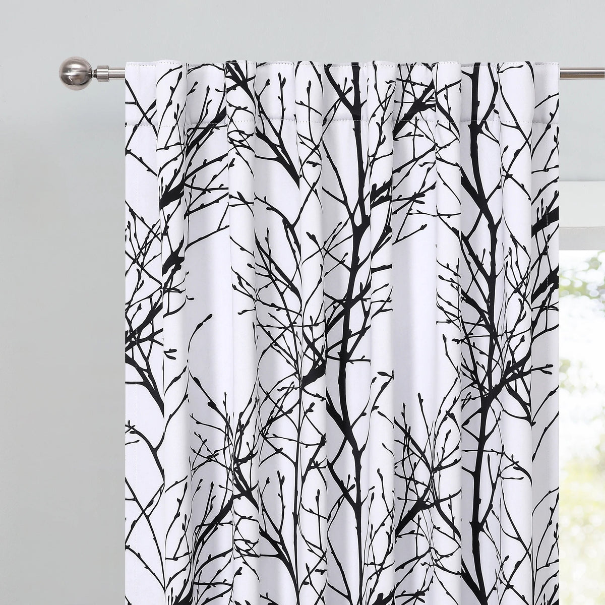 Blackout Window Curtain Panels Black White Thermal Insulated Drapes, Back Tab, 52"x 84"x 2 W82824