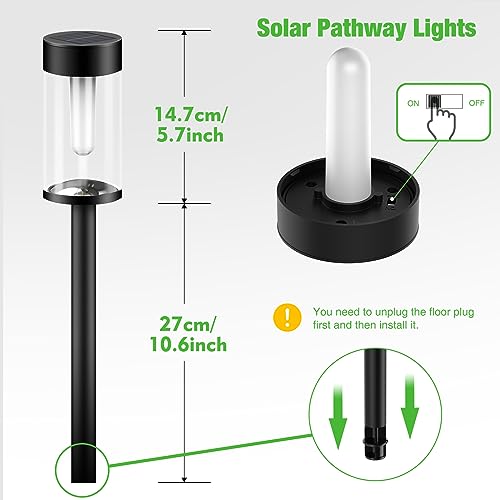 8 Packs Solar Torches with Flickering Flame Waterproof Transparent LED Solar Pathway Lights J729