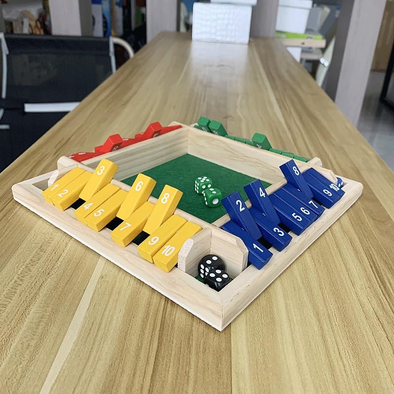 12 Inches 2-4 Player Wooden Shut The Box Dice Game with 8 Dices A1933