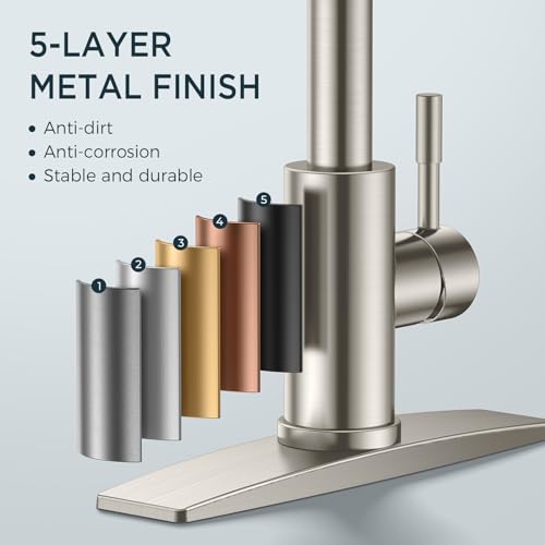 Black Kitchen Faucet with Pull Down Sprayer Stainless Steel High Arc Gooseneck M344