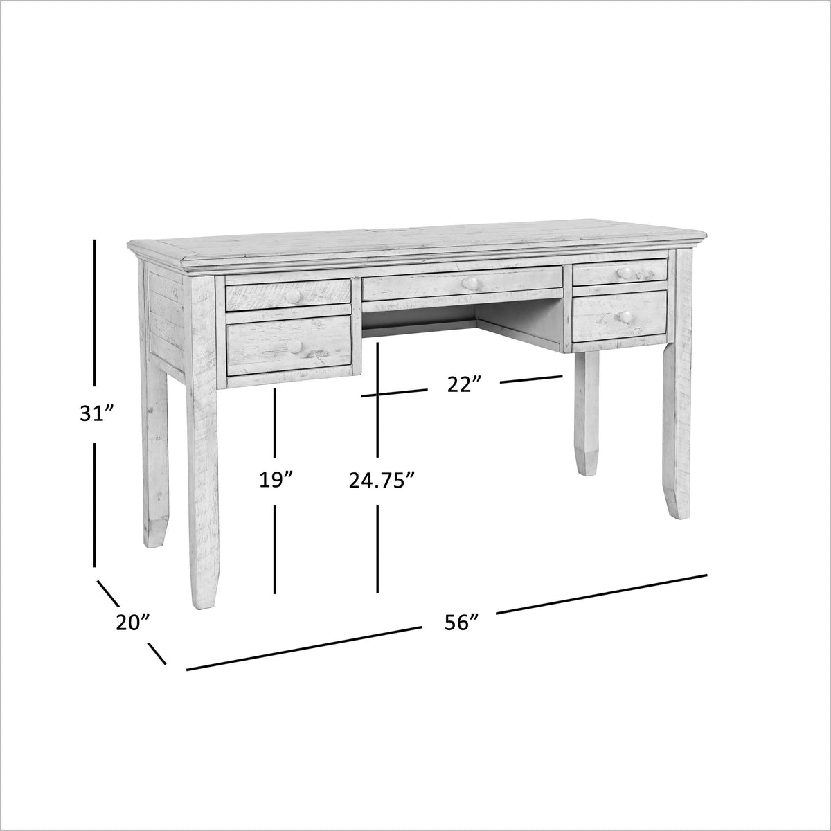 Distressed Acacia USB Charging Desk E1952
