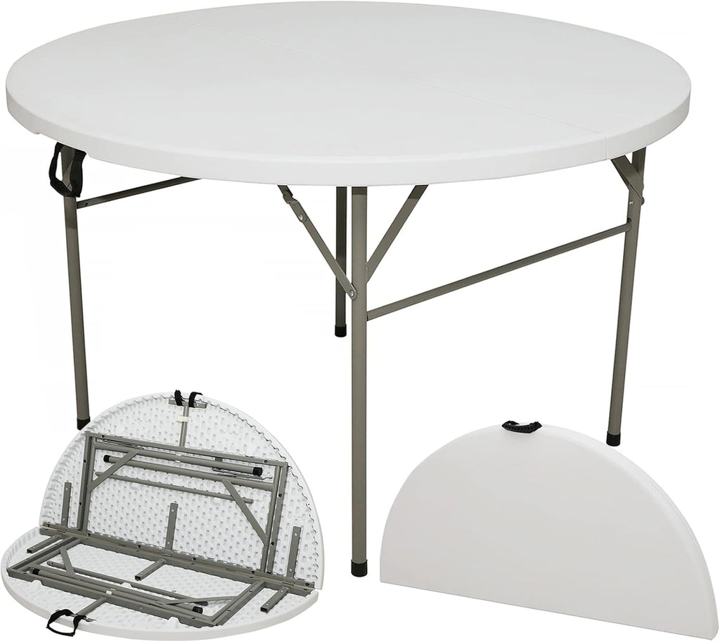 Folding Table 4FT White Plastic with Center Handle L44584