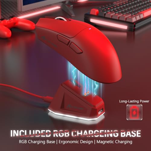 59g Superlight Wireless Gaming Mouse with Grip Tape, RGB Charging Dock, 22000 DPI, 5 Programmable Buttons (Black) R91178