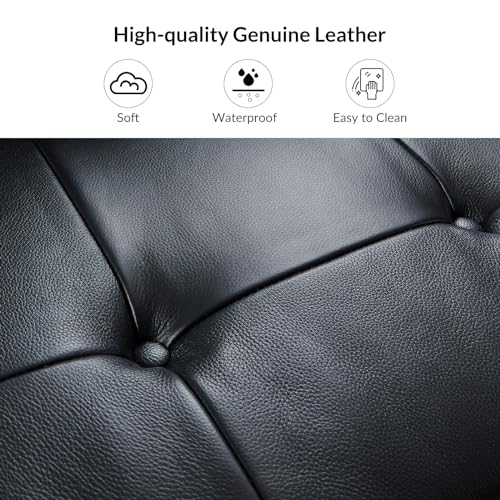 Genuine Leather 100 inch L Shaped 3 Seater Sectional Sofa with Chaise, Brown H931962