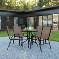 5 Piece Outdoor Patio Dining Set with 4 Brown Stack Chairs Z949649