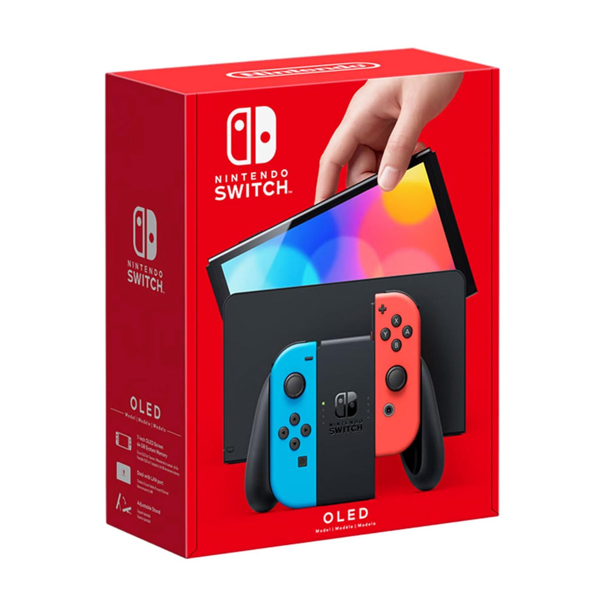 Nintendo Switch OLED Model (Neon Red/Blue) with Extra Joy-Con (Red/Blue), Dock, Joy-Con Grips and Straps, Portable Case and Earphones Z255515