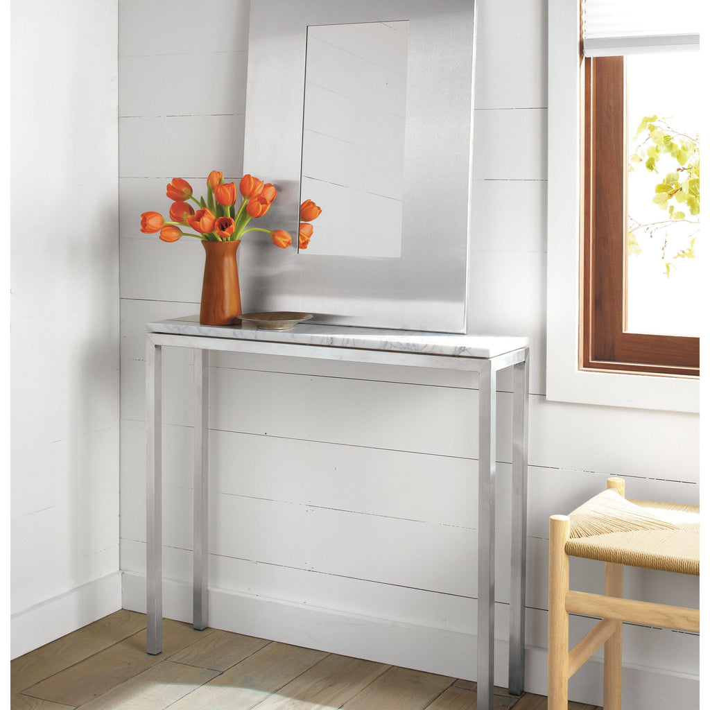 Smoke Tempered Glass Console Table with Graphite Base S8871