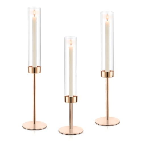 Black Set of 6 Glass Taper Candle Holders T645