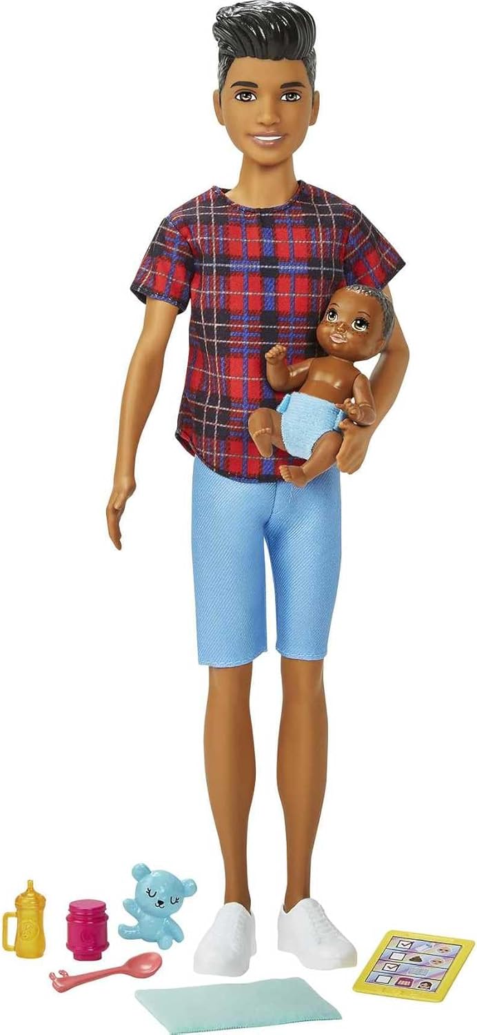 9-in Brunette Boy Doll, Baby Doll & 4 Storytelling Pieces Doll Set Y751