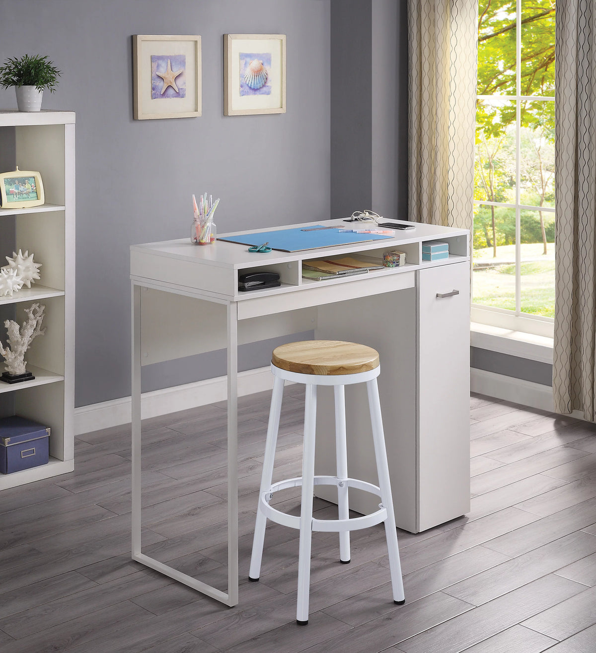 47" Wide White Desk with Storage A94754