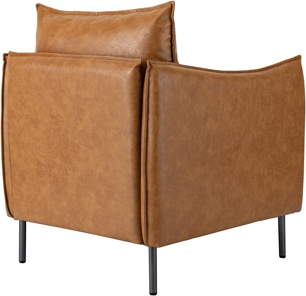 Camel Faux Leather Armchair with Moveable Cushion T61500