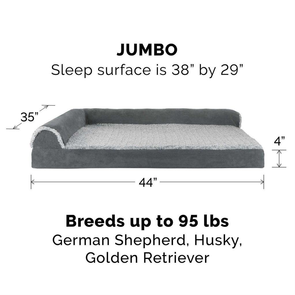 Two-Tone Faux Fur Suede Chaise Lounge Dog Bed J611