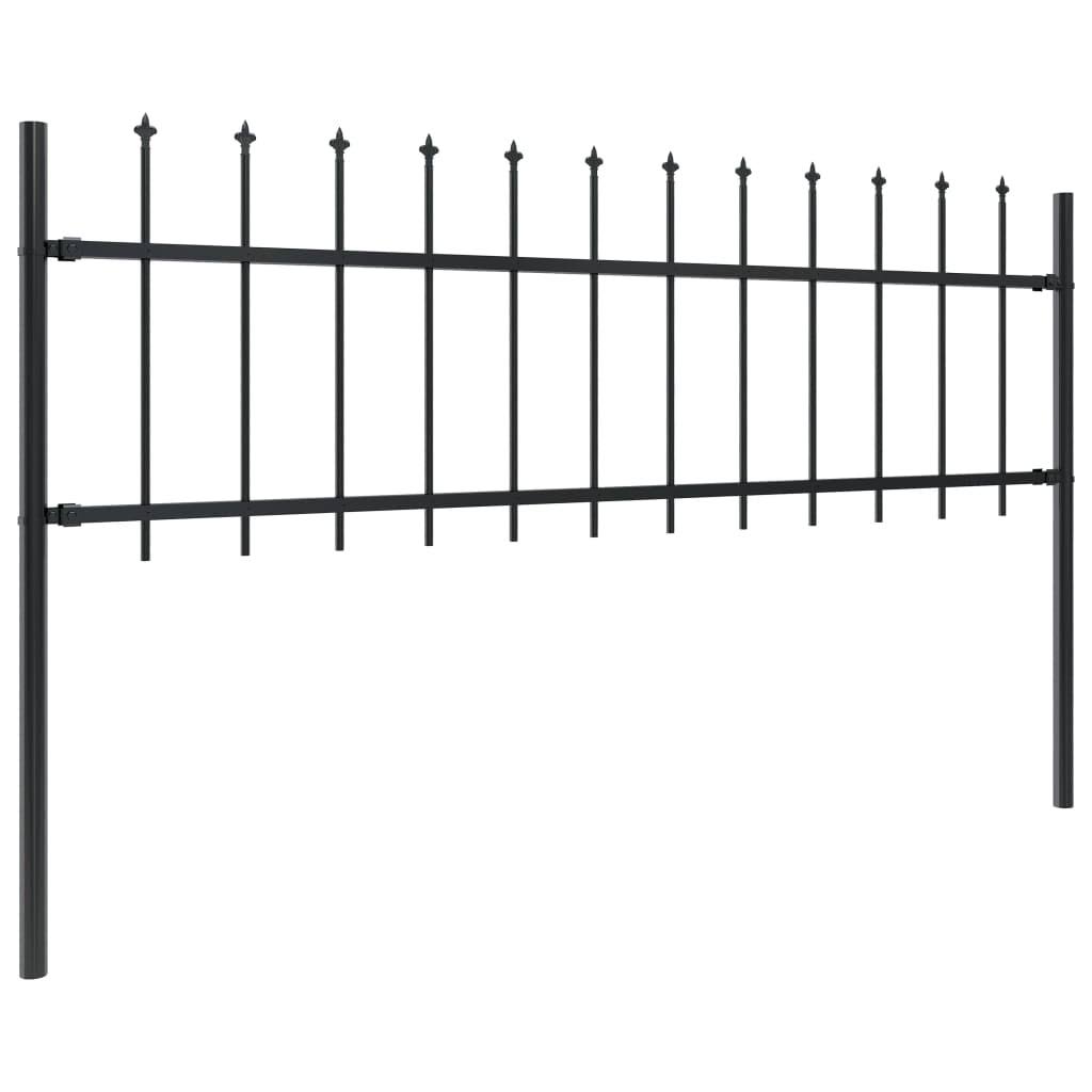 Black Steel Garden Fence with Spear Top O3364