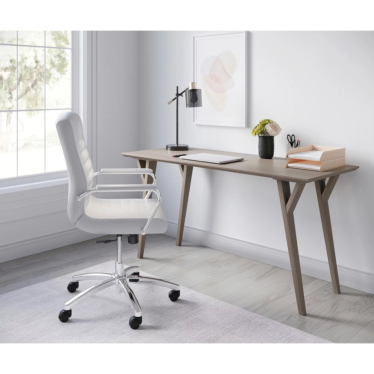 60"W Writing Desk, Light Oak Y9982