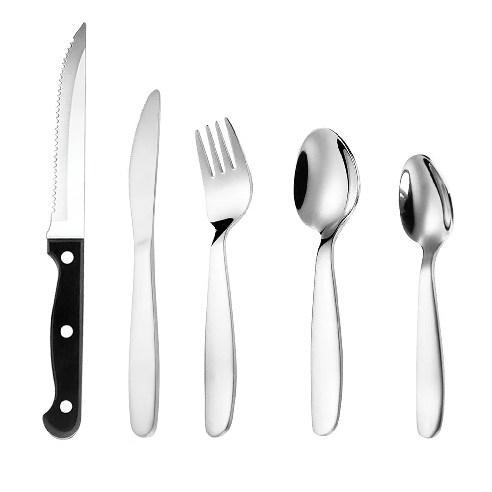 20-Piece Stainless Steel Silverware Set with Steak Knives R196428