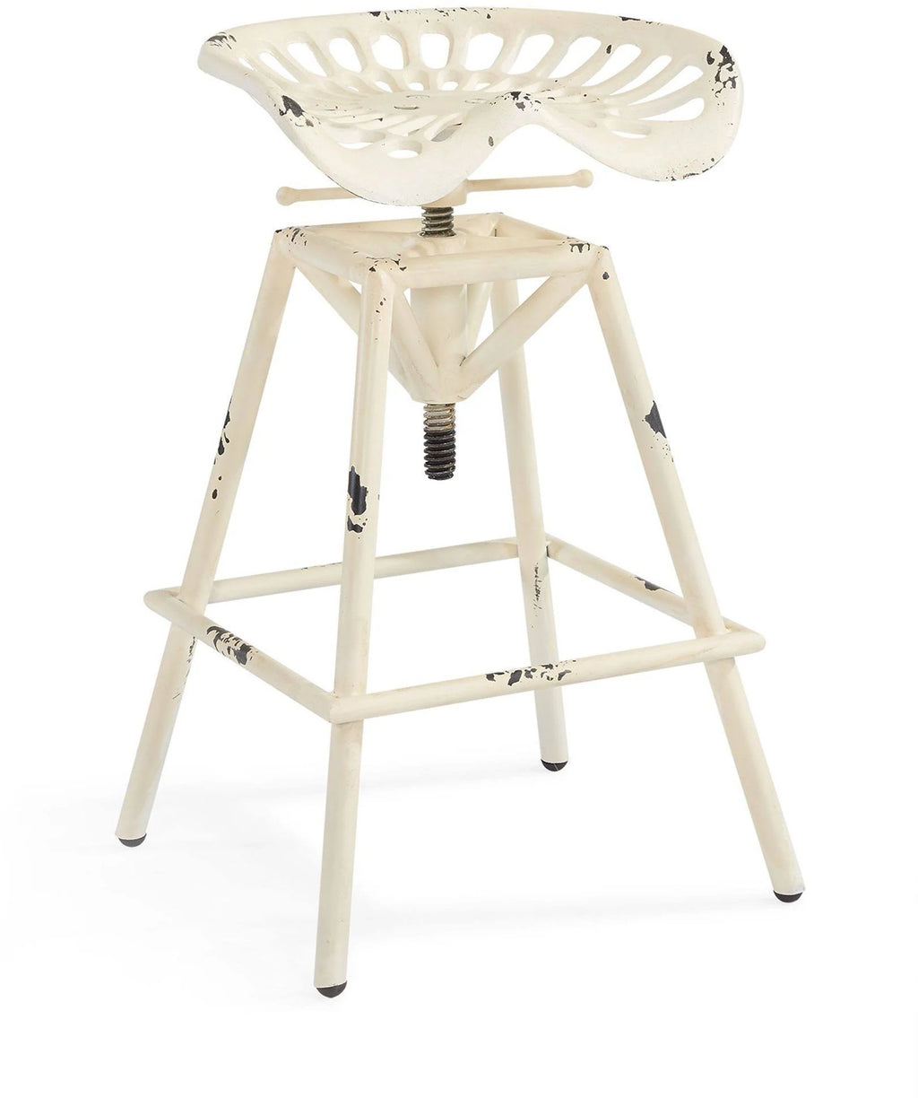 Antique White Industrial Metal Barstool O807