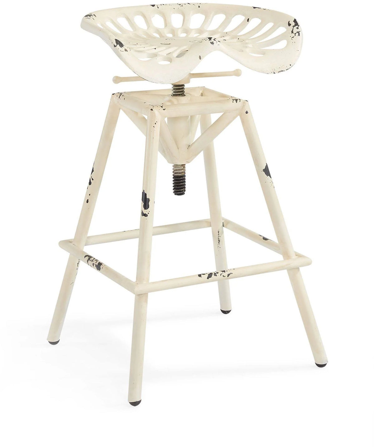 Antique White Industrial Metal Barstool O807