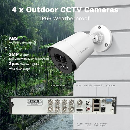 8CH 1TB HDD 4pcs 2MP Outdoor Wired Security Camera System Y65331