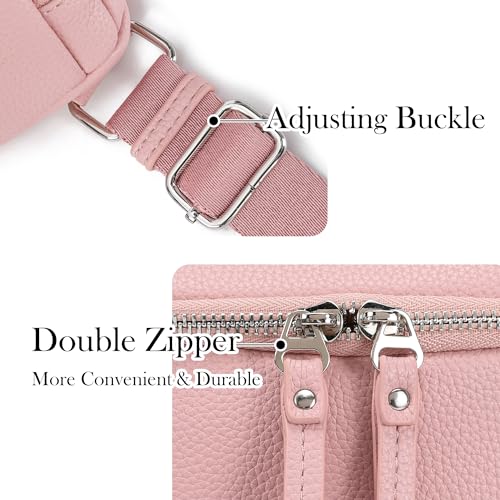 White Brown Vegan Leather Fanny Pack Crossbody Bag Y902