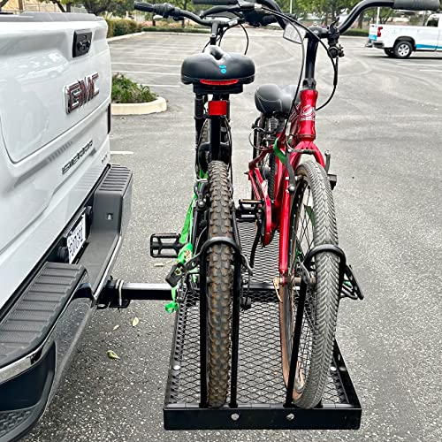 60 inch x 20 inch 500 lb. Capacity 2 in 1 Hitch Mount Cargo Carrier Rack and 2 Bike Rack S483034