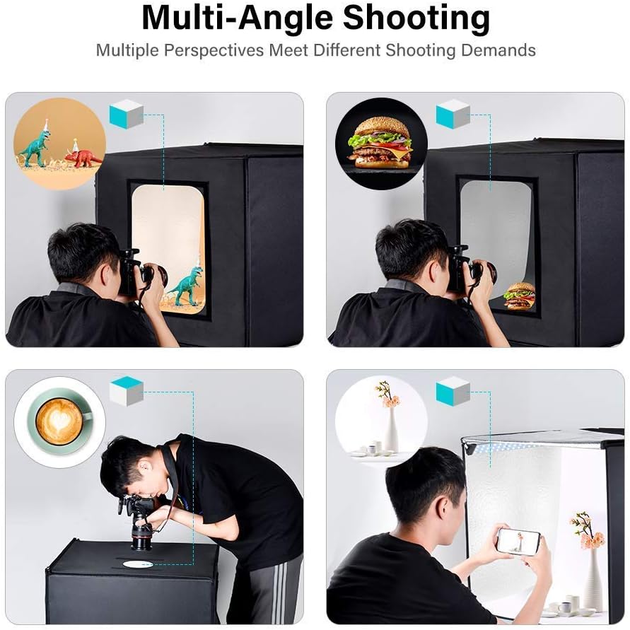 Portable Foldable 24 x 24 Inch Photo Studio Light Box Kit with LED Lights and 6 Color Backdrops F7043