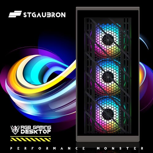 Gaming PC Desktop Computer, Intel Core I7 up to 3.9 GHz, Radeon RX 580 8G, 16G RAM, 512G SSD, WiFi, Bluetooth 5.0, RGB Fan x6, RGB BT Sound Bar, Windows 10 Home P69918