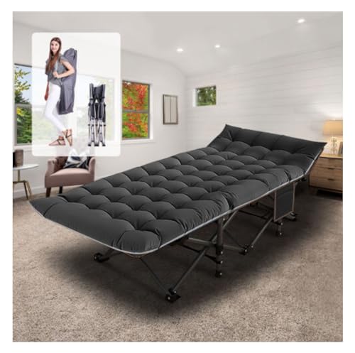 Gray Folding Camping Cot with Mattress Hold 600 LB B498
