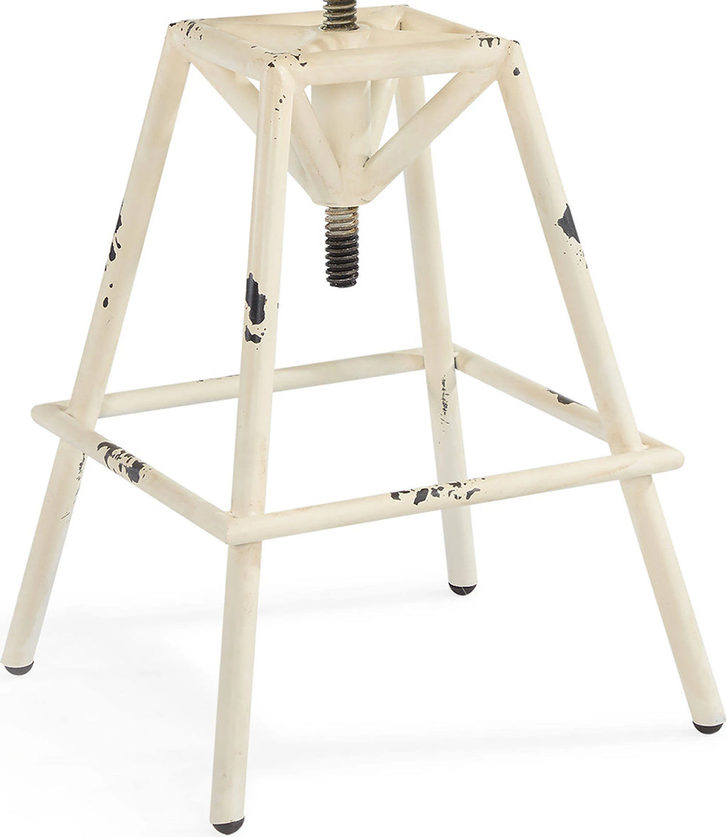 Antique White Industrial Metal Barstool O807