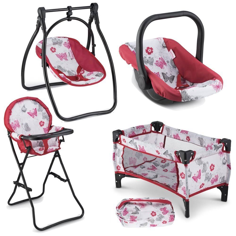 4 Piece Set Baby Doll Accessories with Doll Swing, High Chair, Pack N Play, Carrier for 18 inch Doll Y76336