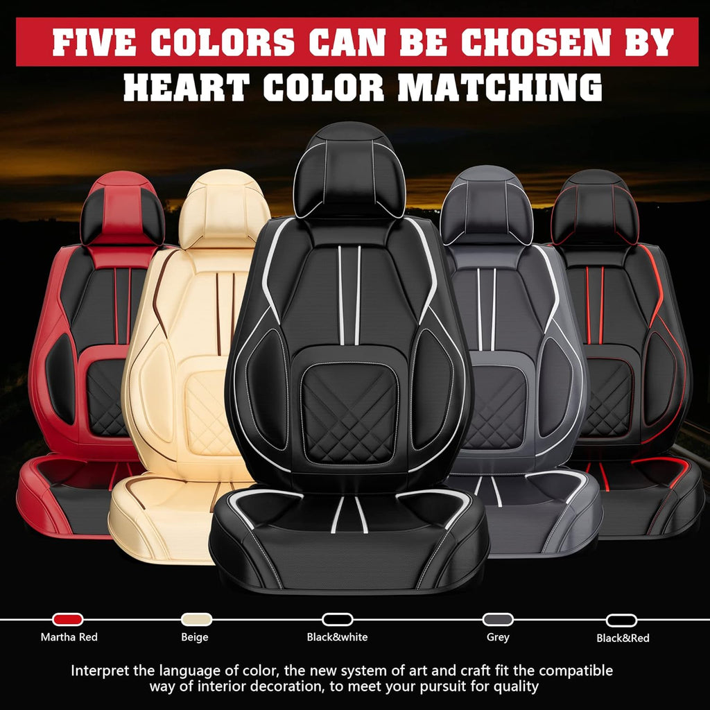 5PCS Water Proof Nappa Leather Car Seat Covers (Full Set, Black&White) Q1046