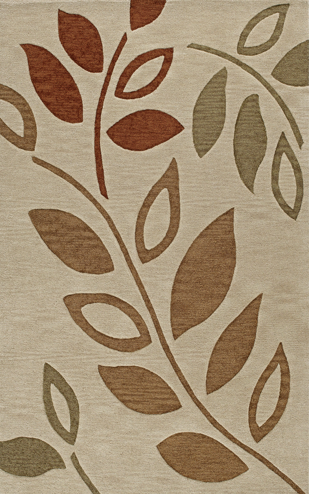 Brown Leaves Branches 9' x 12' Rectangle Area Rug A140