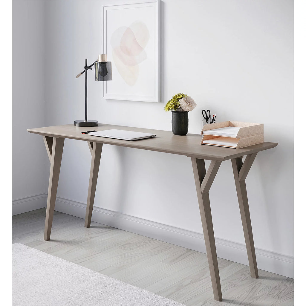 60"W Writing Desk, Light Oak Y9982