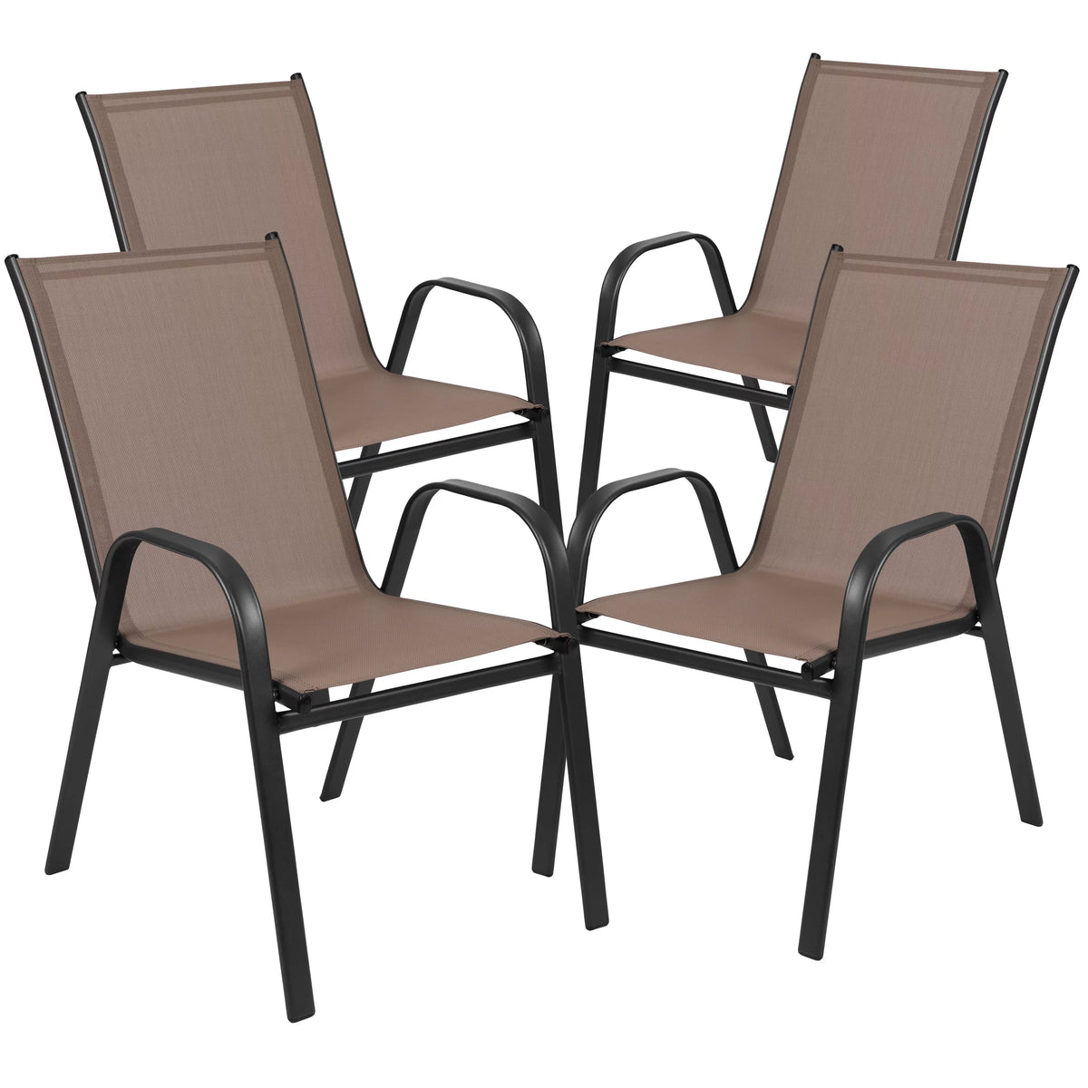 5 Piece Outdoor Patio Dining Set with 4 Brown Stack Chairs Z949649