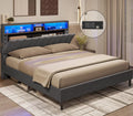 Queen Size LED Bed Frame with Outlet and USB Ports I55929