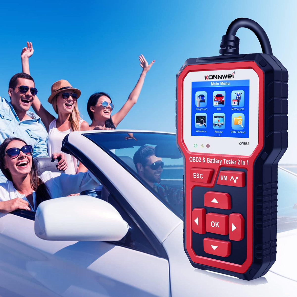 OBD2 Scanner Battery Load Tester 2 in 1 Automotive Diagnostic Scan Tool Pack of 2 R968