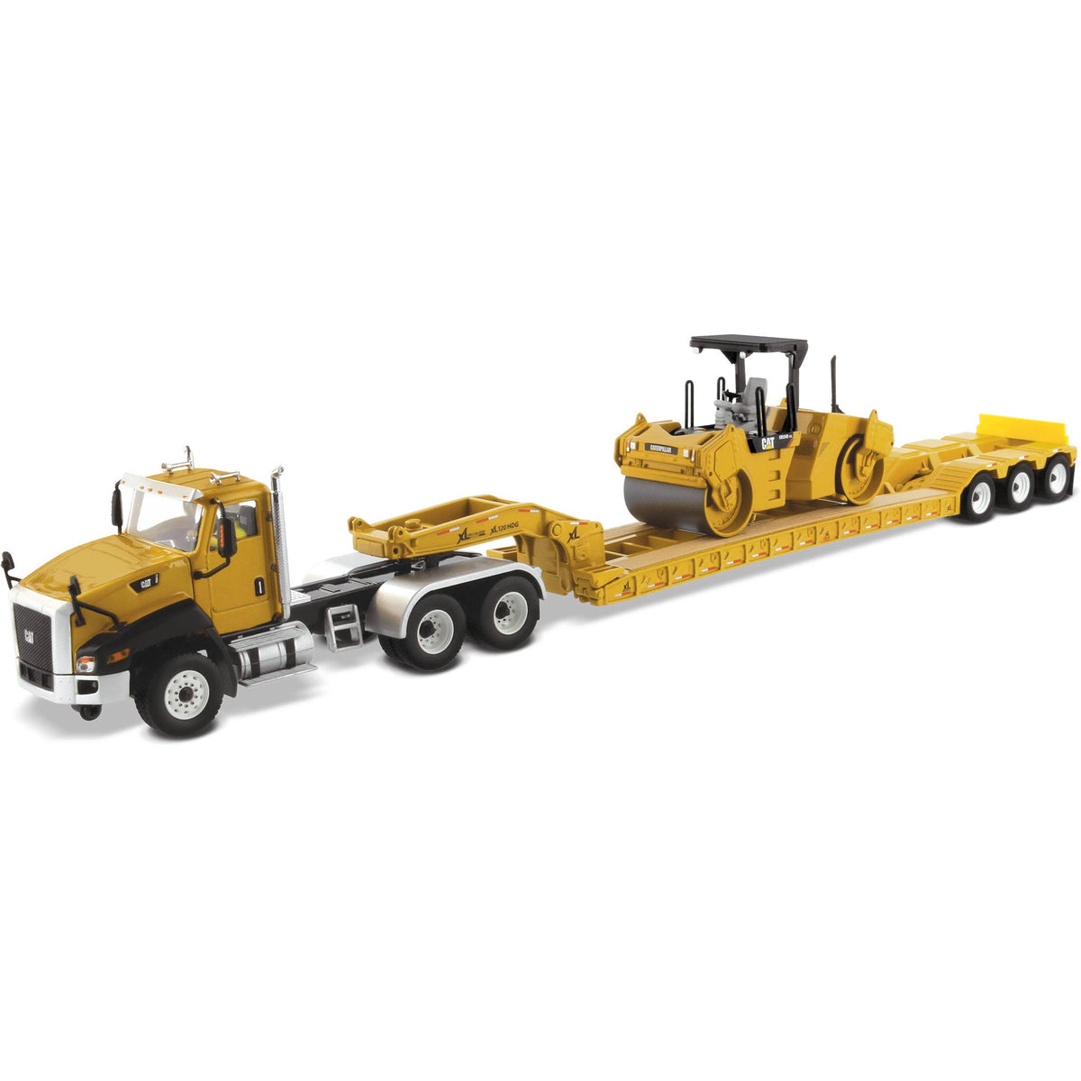 Day Cab with Lowboy Trailer & Vibratory Asphalt Compactor 2 PC Set 1/50 O8036