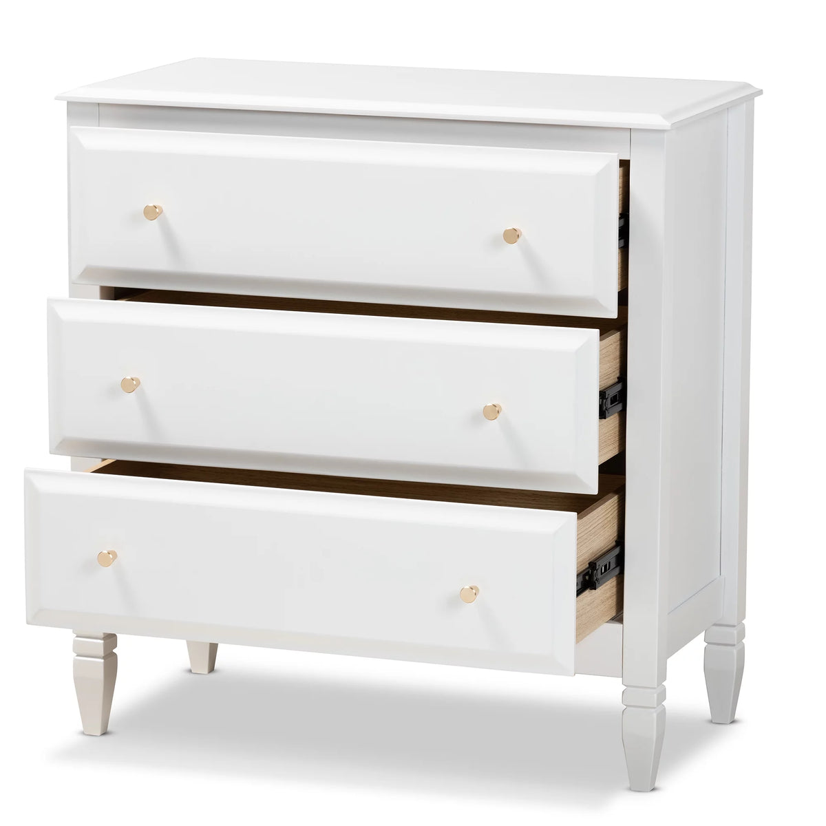 White 3-Drawer Wood Bedroom Chest V940