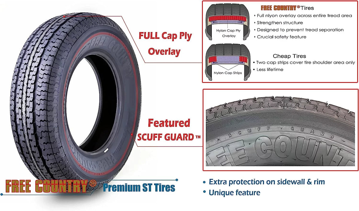 Trailer Tires ST 205/75R15 8 Ply Load Range D Set 2 E1484