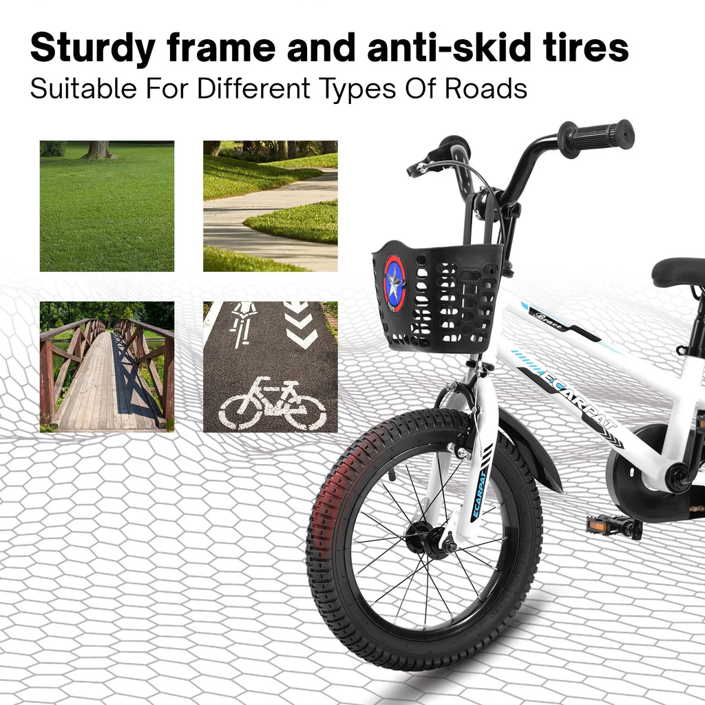 16 inch Kids Bike with Training Wheels, Basket and Fender V750