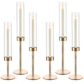 Black Set of 6 Glass Taper Candle Holders T645