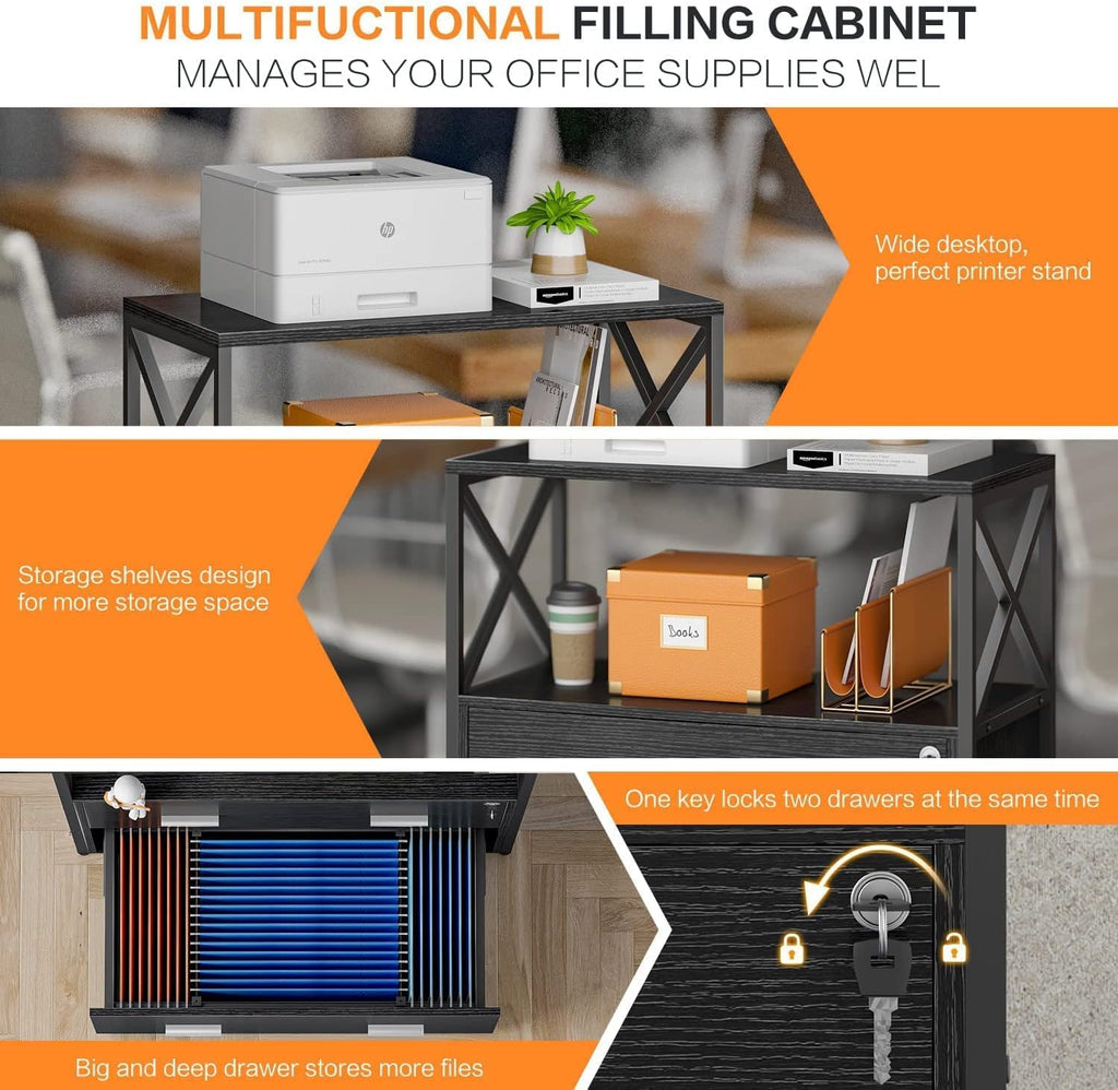 Lateral Filing Cabinet with 2 Drawers, Lockable Storage Cabinet, 31.5” L X 15.8”W X 40.6”H D69464